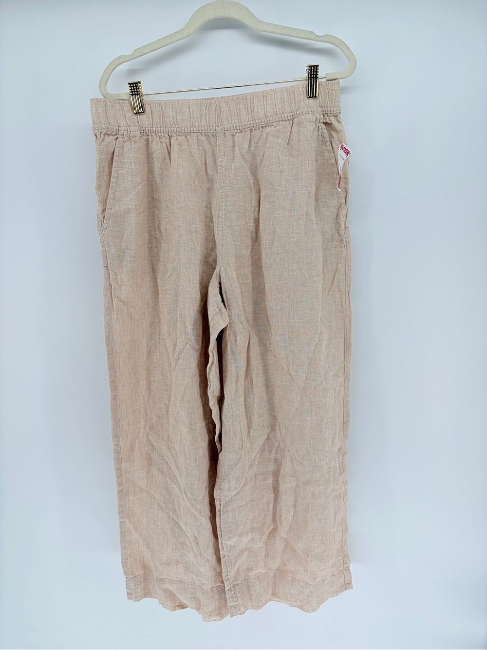 NWT Tahari Light Beige Linen Wide Leg Pants L